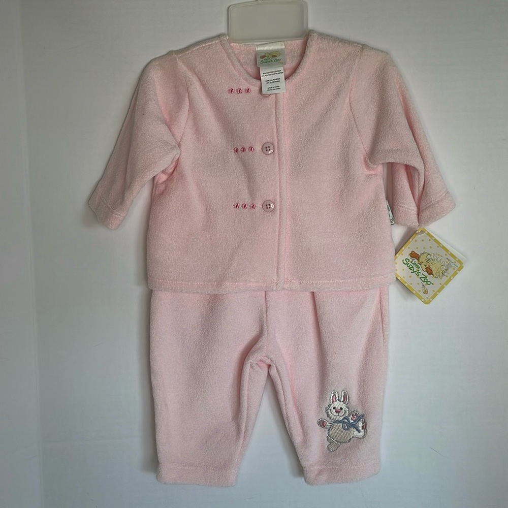 Little Suzy’s Zoo 2piece pink terry cloth infant set infant size 3-6 months, NWT
